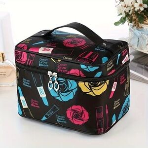 New Flowers with Lipstick Large Capacity Makeup Bag